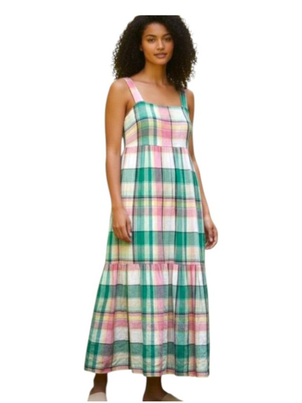 LOFT  Pink Green Yellow Maxi Sundress - Size L